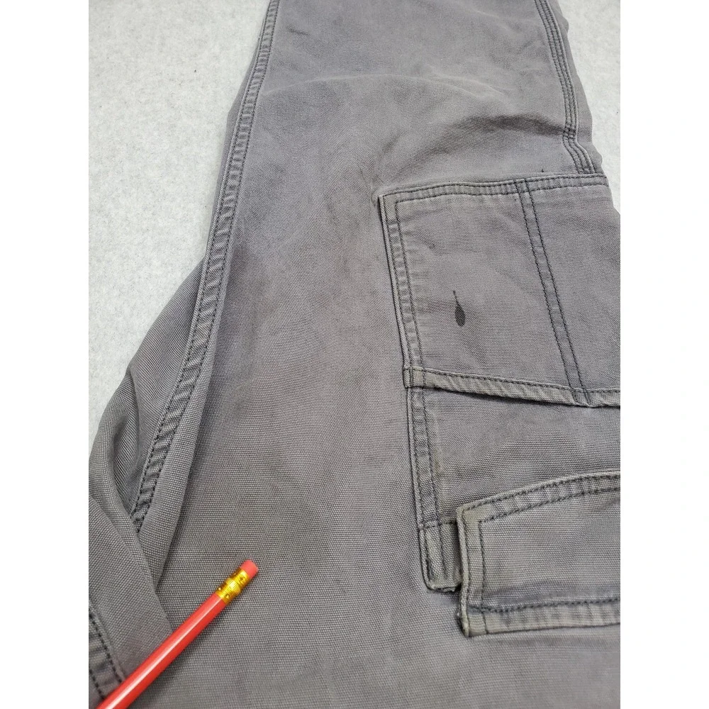 Carhartt Men Pants 33X30 Gray Cargo Canvas BN3574-M Rugged Flex Relaxed Fit READ